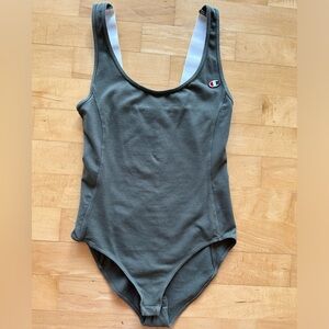 Olive Green Champion Logo Bodysuit